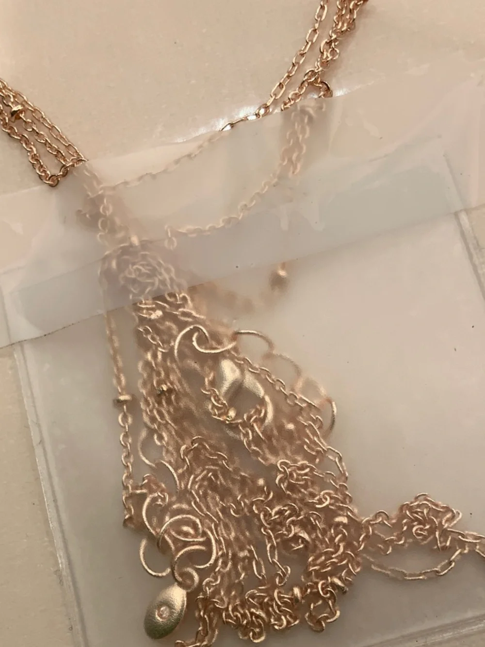Bijoux Multi Strands Layered Rose Gold Pearl & Bar Pendant Necklace